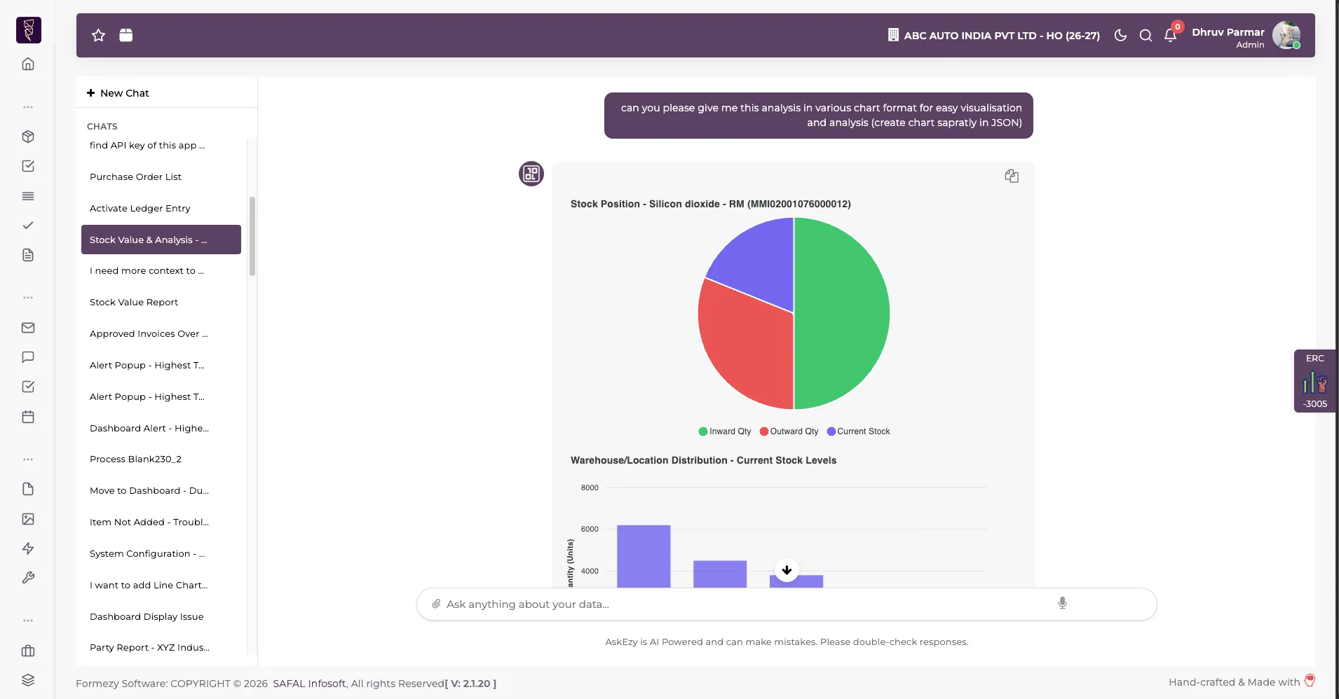 AskEasy AI assistant alongside Formezy data and workflows